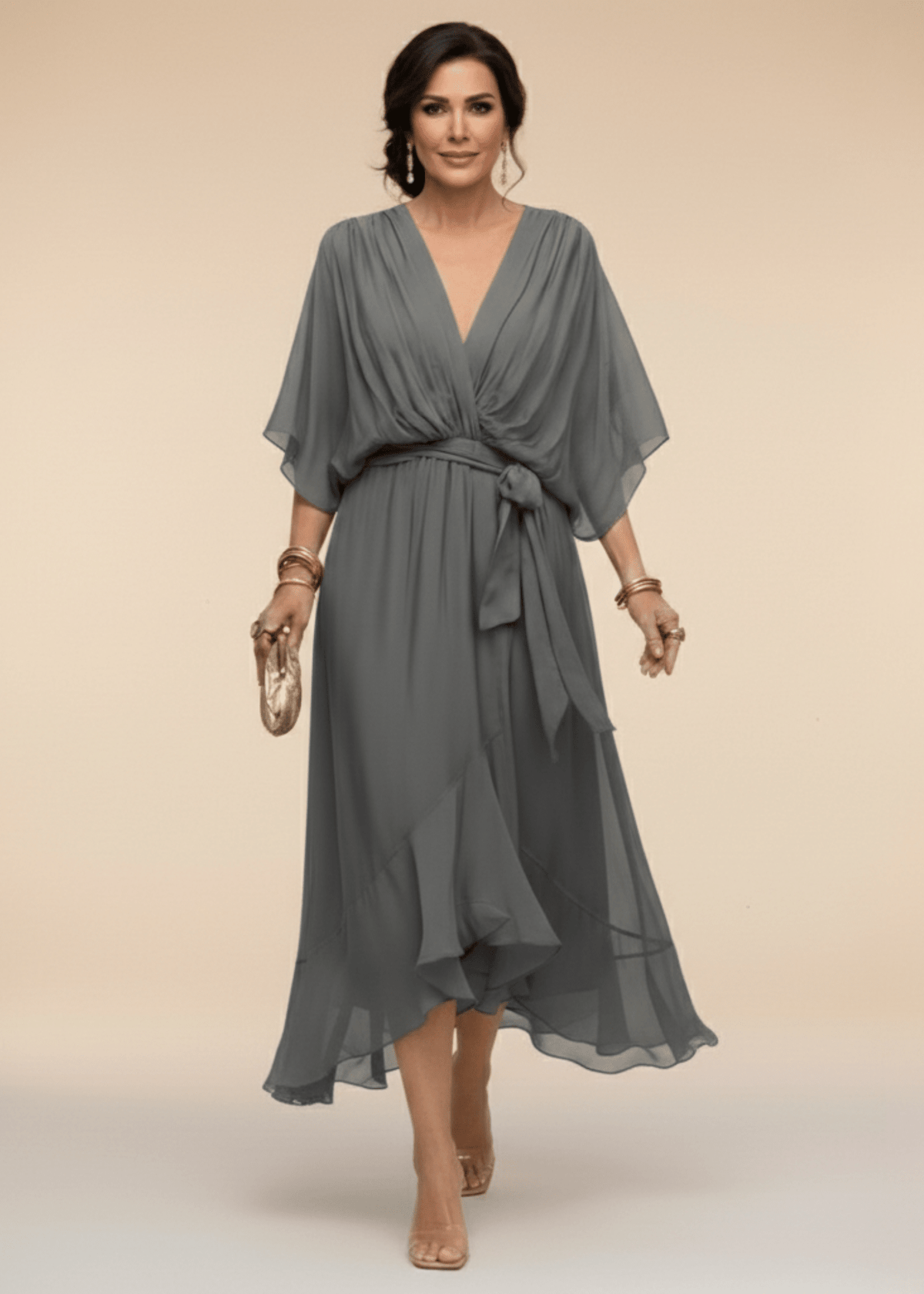 Tinker Vestido Chiflón con Cuello V
