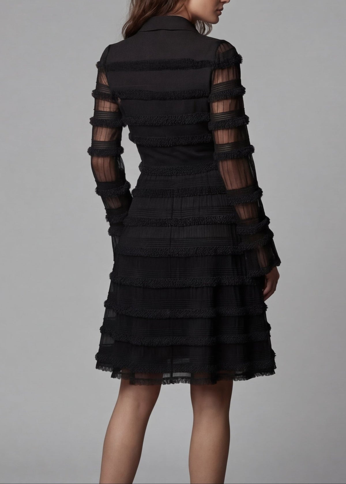 Morgana Vestido Midi Flecos Transparentes