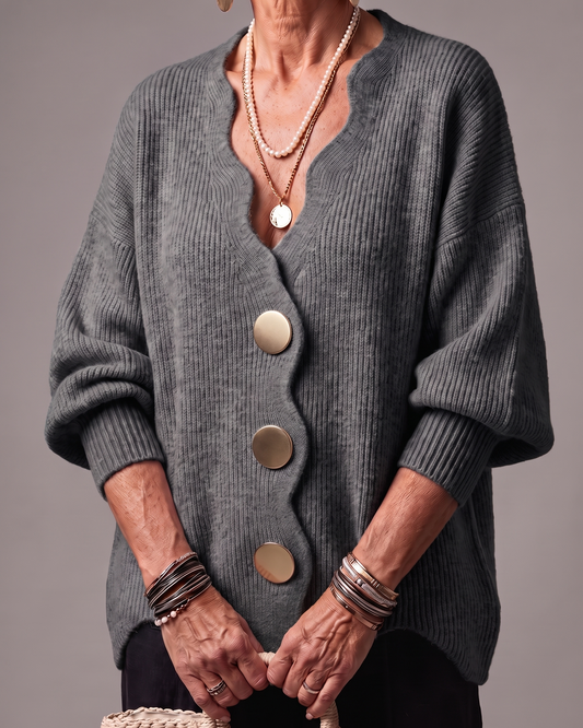 Bianca Cardigan Bottoni Metallici